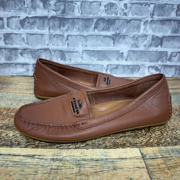 Coach Mary Lock Up Saddle Brown Slip On Driver Loafer A00925 Womens Size 8 B‎ - Picture 1 of 10